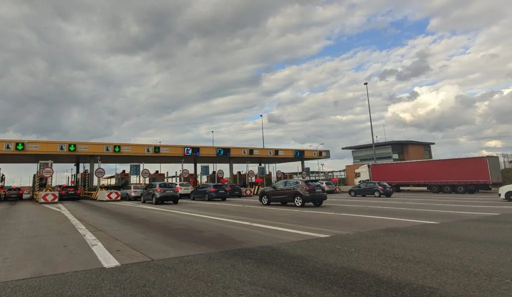 Toll gate on highway in Poland