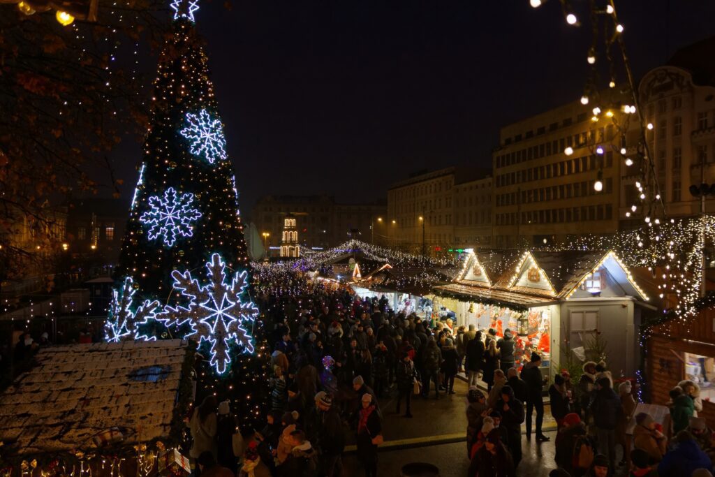 Christmas Market in Poznan in Freedom Square